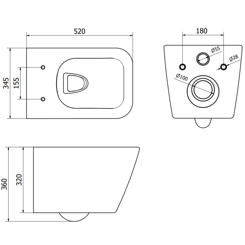 Mexen Cube WC-Schüssel Rimless mit Slim-Absenkautomatik, Duroplast, glänzend weiß - 30924000