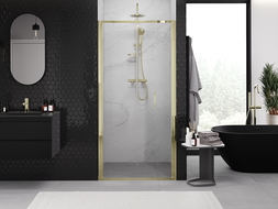 Mexen Exo folding shower door 120 cm, transparent, gold - 816-120-000-50-00