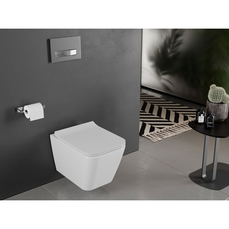 Mexen Cube WC sospeso senza bordo con sedile a chiusura rallentata slim, duroplast, bianco lucido - 30924000