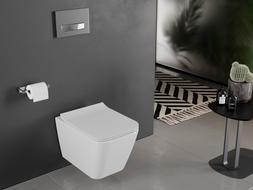Mexen Cube Rimless toilet bowl with soft-close slim seat, duroplast, glossy white - 30924000