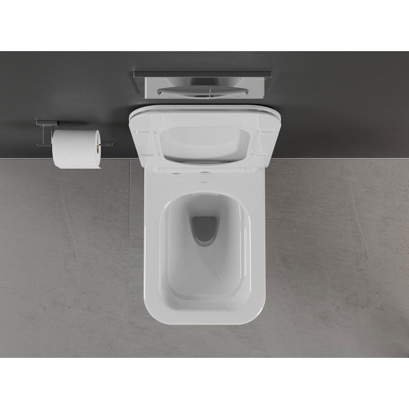 Mexen Cube Rimless Toilet Bowl with Slim Soft-Close Seat, Duroplast, White Gloss - 30924000