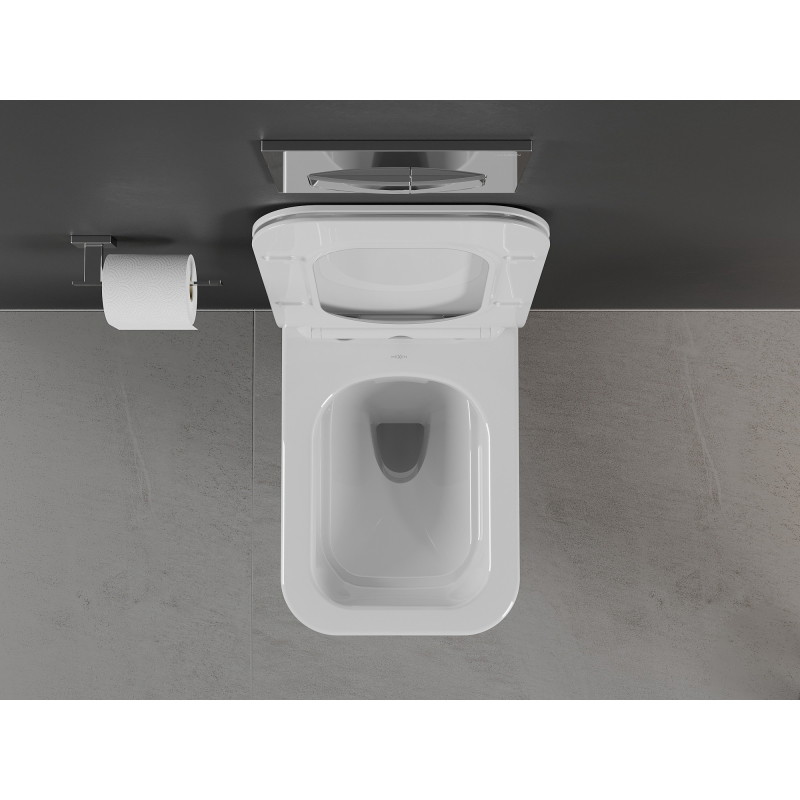 Mexen Cube Rimless toilet bowl with soft-close slim seat, duroplast, glossy white - 30924000