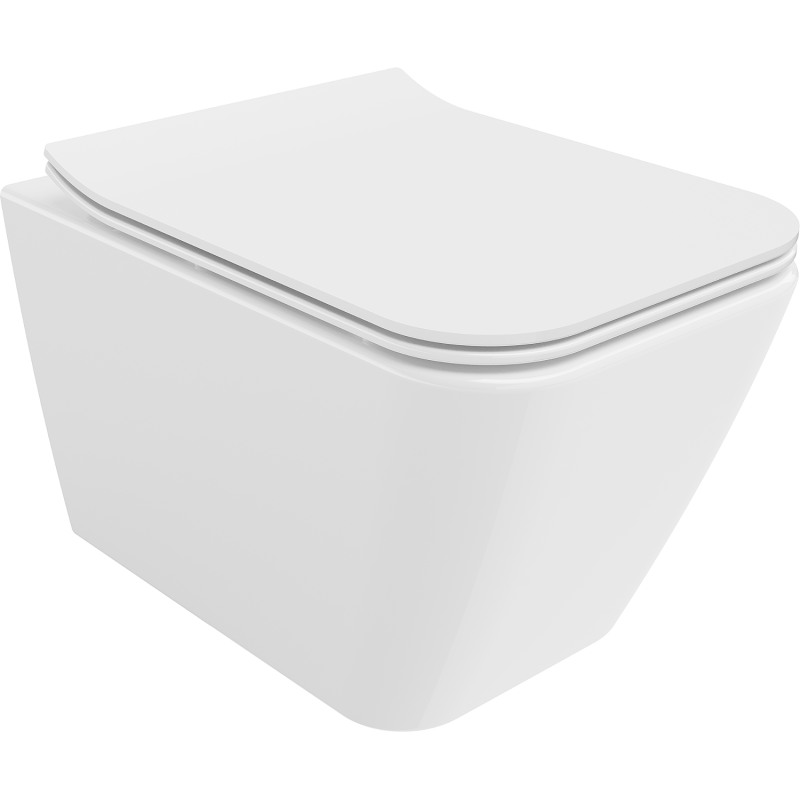 Mexen Cube WC-Schüssel Rimless mit langsam schließendem Slim-Sitz, Duroplast, Weiß glänzend - 30924000
