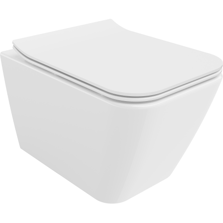 Mexen Cube Rimless Toilet Bowl with Slim Soft-Close Seat, Duroplast, White Gloss - 30924000