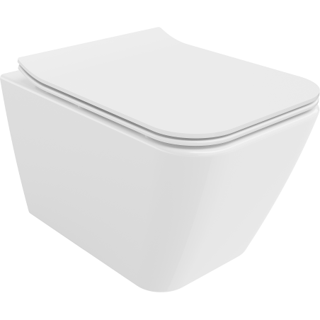 Mexen Cube Rimless toilet bowl with soft-close slim seat, duroplast, glossy white - 30924000