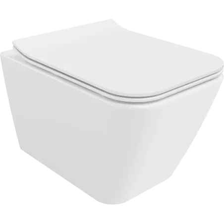 Mexen Cube WC-pot Rimless met langzaam sluitende slanke zitting, duroplast, glanzend wit - 30924000