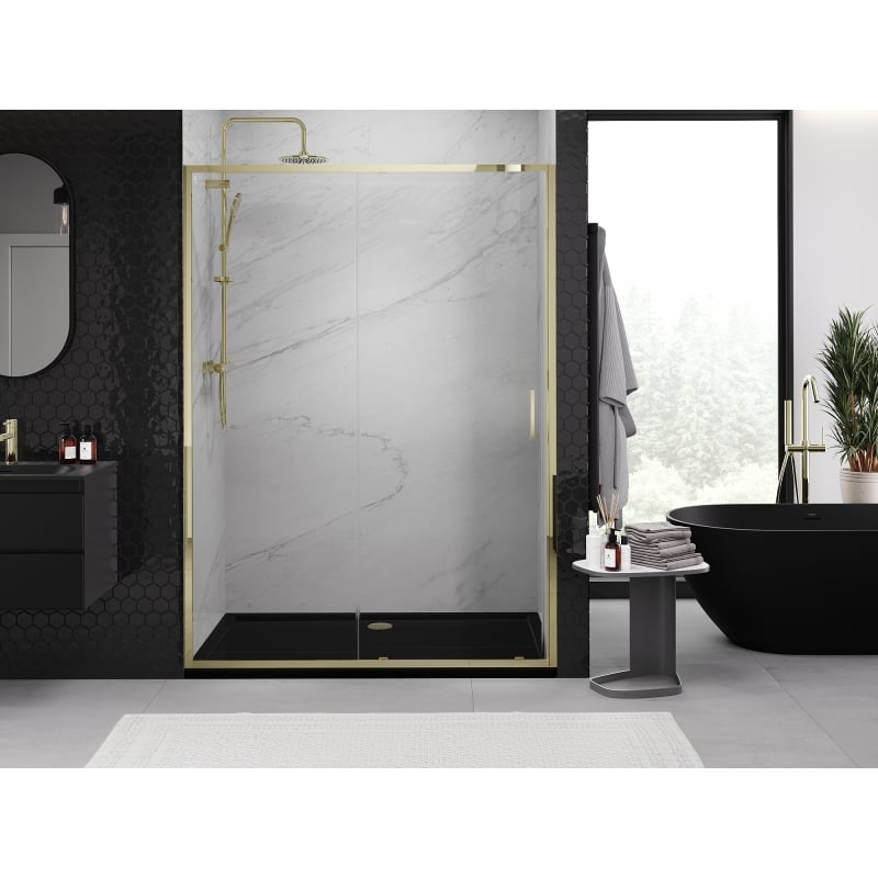 Mexen Exo-S drzwi prysznicowe rozsuwane 170 cm, transparent, złote - 8151-170-000-50-00