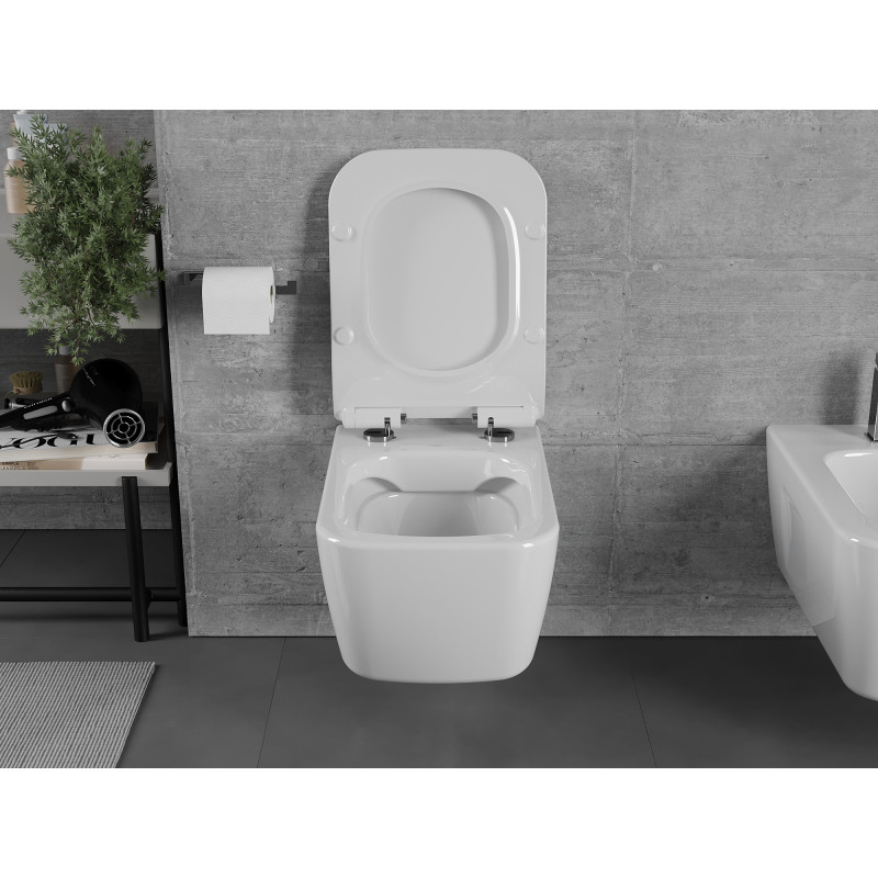 Mexen Margo Rimless WC-Schüssel mit langsam schließendem Slim-Sitz aus Duroplast, glänzend weiß - 30420800