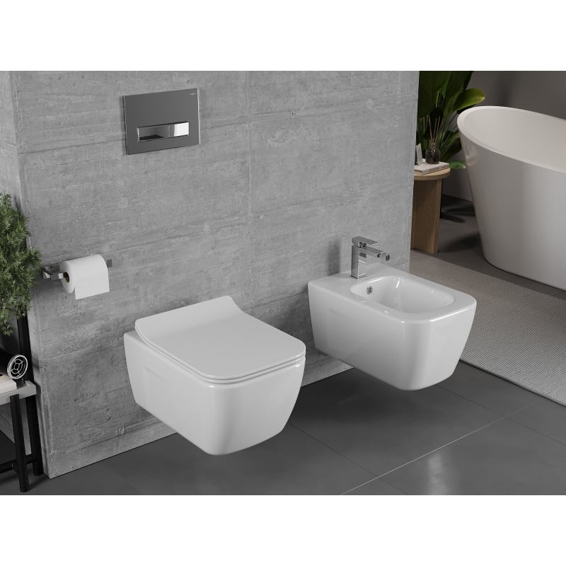 Mexen Margo WC-Schüssel Rimless mit Slim-Absenkautomatik, Duroplast, Weiß Hochglanz - 30420800