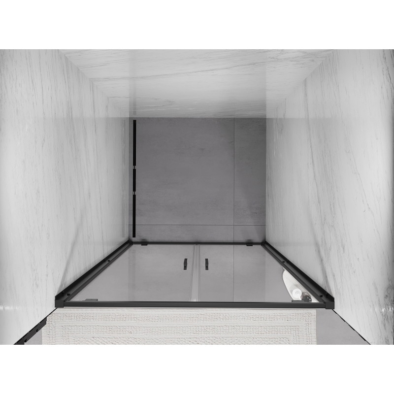 Mexen Exo-BR Duo porte doccia doppie a battente 120 cm, trasparenti, nere - 8182-120-000-70-00