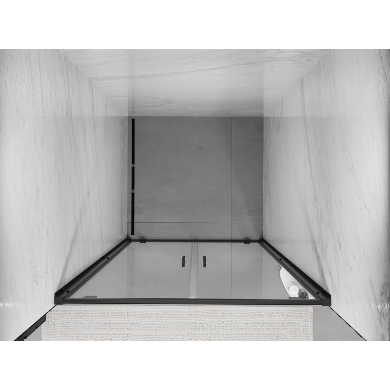 Mexen Exo drzwi prysznicowe podwójne uchylne 120 cm, transparent, czarne - 8182-120-000-70-00
