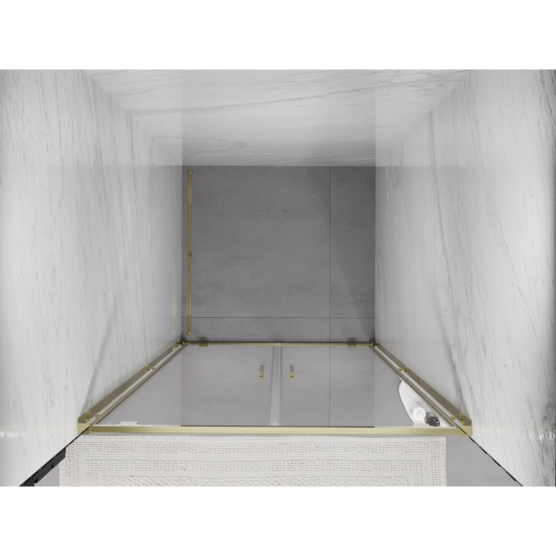 Mexen Exo drzwi prysznicowe podwójne uchylne 110 cm, transparent, złote - 8182-110-000-50-00