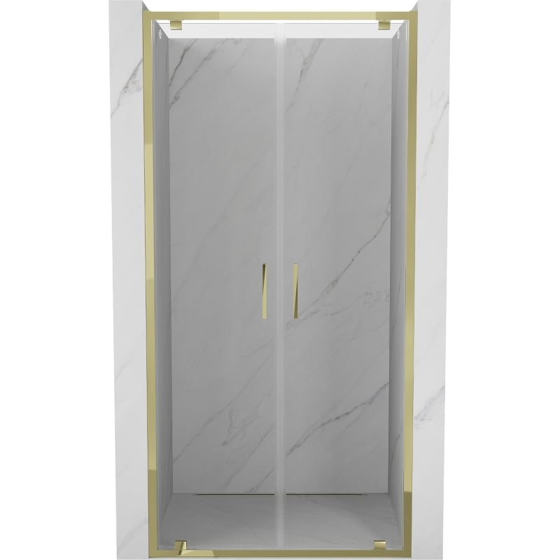 Mexen Exo-BR Duo dubbla svängbara duschdörrar 110 cm, transparenta, guld - 8182-110-000-50-00