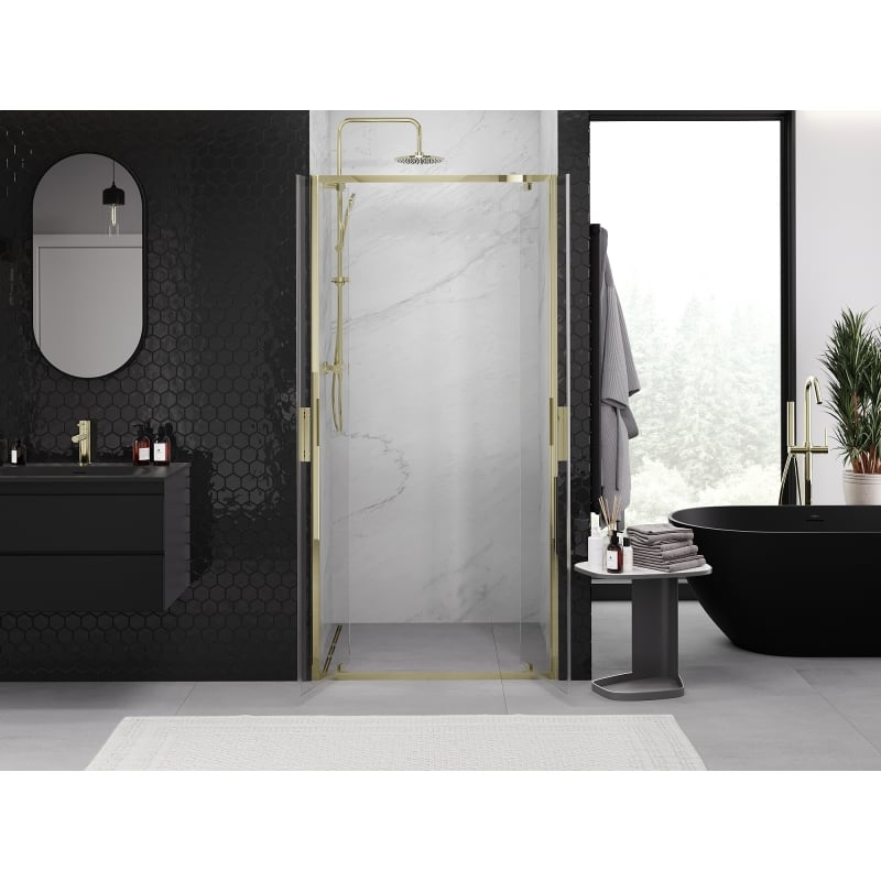 Mexen Exo portes de douche doubles battantes 120 cm, transparentes, dorées - 8182-120-000-50-00