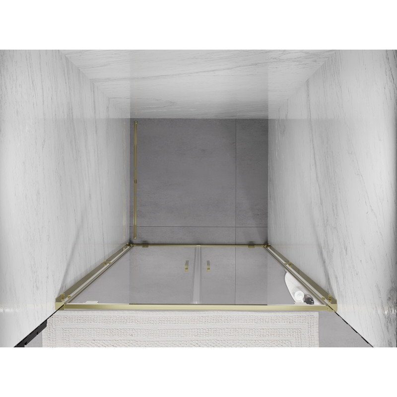 Mexen Exo-BR Duo drzwi prysznicowe podwójne uchylne 120 cm, transparent, złote - 8182-120-000-50-00
