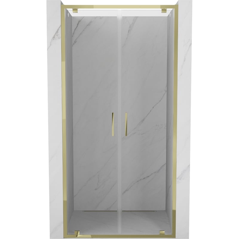 Mexen Exo puertas de ducha dobles batientes de 120 cm, transparentes, doradas - 8182-120-000-50-00
