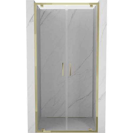 Mexen Exo-BR Duo dvostruka preklopna tuš vrata 120 cm, prozirna, zlatna - 8182-120-000-50-00