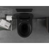 Mexen Lena WC-Schüssel Rimless mit langsam schließendem Deckel slim, Duroplast, schwarz matt/goldenes Karomuster - 30224079