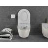 Mexen Lena inodoro Rimless con asiento de cierre suave slim, duroplasto, blanco/dorado patrón a cuadros - 30224009
