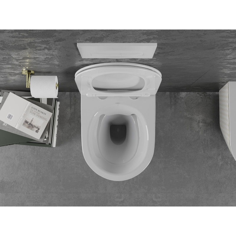 Mexen Lena toiletpot Rimless met softclose slim zitting, duroplast, wit/goud ruitpatroon - 30224009