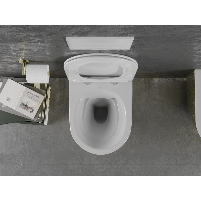 Mexen Lena WC-Schüssel Rimless mit langsam schließendem Slim-Sitz, Duroplast, weiß/goldenes Schuppenmuster - 30224008