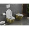 Mexen Lena WC-skål Rimless med slim-softclose sits, duroplast, vit/guld fiskfjällsmönster - 30224008