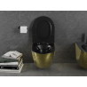 Mexen Lena inodoro sin rebordes con tapa de cierre suave slim, duroplast, negro mate/patrón dorado de escamas - 30224078