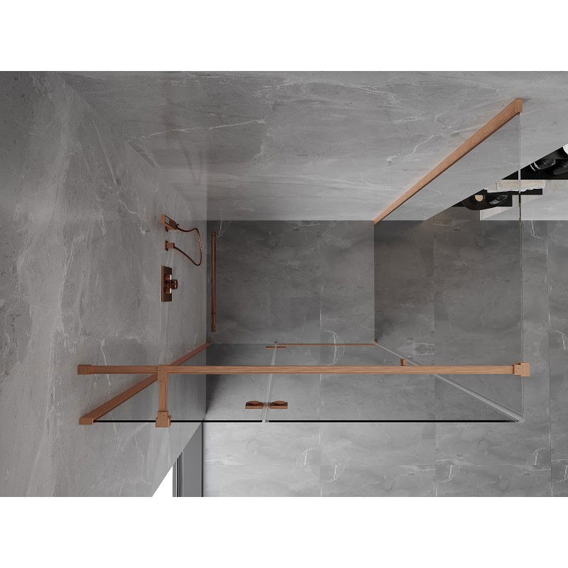 Mexen Mist-H T cabine de duche pivotante esquerda 85 x 95 cm, transparente, cobre escovado - 8A5T-085-095-65-00-L