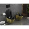 Mexen Lena wc-pot Rimless met langzaam vallende slanke toiletzitting, duroplast, matzwart/gouden schubbenpatroon - 30224078