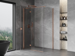 Cabine de douche pivotante Mexen Mist H T gauche 100 x 110 cm, transparent, cuivre brossé - 8A5T-100-110-65-00-L