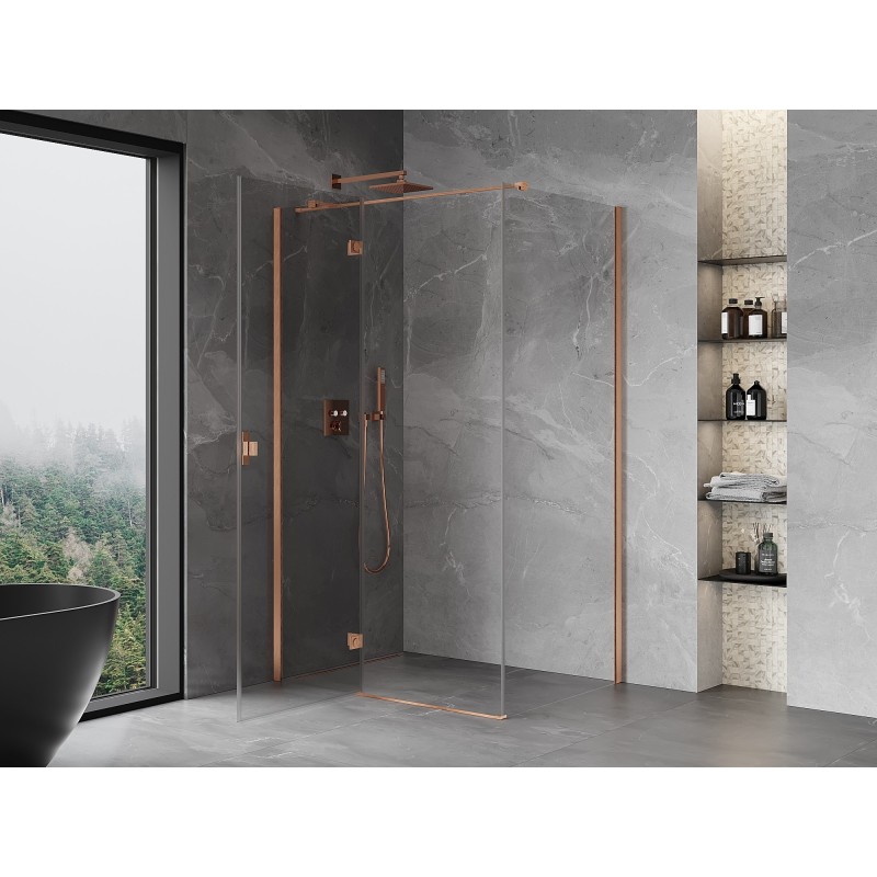 Mexen Mist-H T kabina prysznicowa uchylna lewa 80 x 120 cm, transparent, miedź szczotkowana - 8A5T-080-120-65-00-L