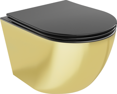 Mexen Lena WC-Schüssel Rimless mit Soft-Close-Slim-Deckel, Duroplast, Schwarz Matt/Gold - 30224076