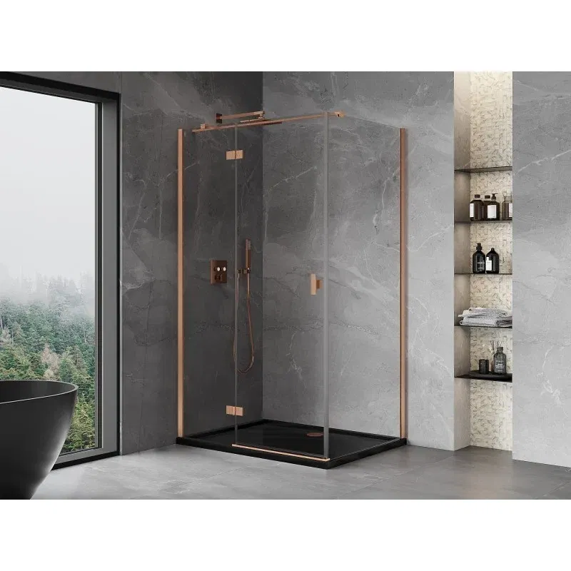 Mexen Mist-H T cabine de douche pivotante gauche 100 x 120 cm, transparent, cuivre brossé - 8A5T-100-120-65-00-L