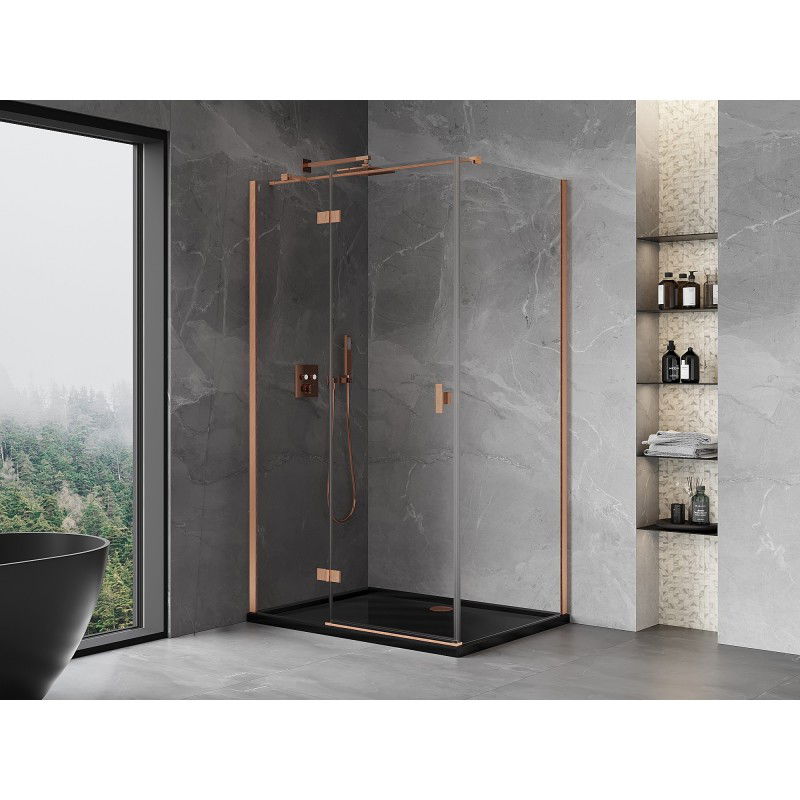 Mexen Mist-H T cabine de douche pivotante gauche 110 x 120 cm, transparent, cuivre brossé - 8A5T-110-120-65-00-L