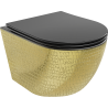 Mexen Lena cuvette WC sans rebord avec abattant à descente progressive slim, duroplast, noir mat/motif écaille doré