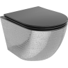 Mexen Lena miska wc Rimless z deską wolnoopadającą slim, duroplast, czarna mat/srebrna wzór łuski - 30224072