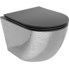 Mexen Lena Rimless Toilet Bowl with Slim Soft-Close Seat, Duroplast, Black Matte/Silver Scale Pattern - 30224072