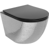 Mexen Lena Rimless WC bowl with slow-close slim seat, duroplast, black matte/silver scale pattern - 30224072