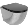 Mexen Lena taza de WC Rimless con asiento de cierre lento slim, duroplasto, negro mate/patrón plata escamas - 30224072