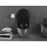 Mexen Lena Rimless Toilet Bowl with Slim Soft-Close Seat, Duroplast, Black Matte/Silver Scale Pattern - 30224072