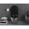 Mexen Lena taza de WC Rimless con asiento de cierre lento slim, duroplasto, negro mate/patrón plata escamas - 30224072