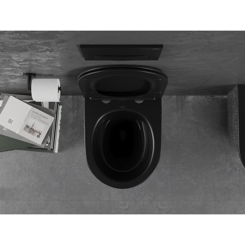 Mexen Lena Rimless WC bowl with slow-close slim seat, duroplast, black matte/silver scale pattern - 30224072