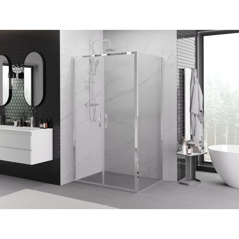 Mexen Exo cabine de douche pivotante 90 x 120 cm, transparent, chrome - 814-090-120-01-00