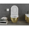Mexen Lena inodoro suspendido Rimless con asiento de cierre suave slim, duroplast, blanco/dorado - 30224006