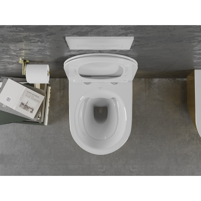 Mexen Lena cuvette WC sans bride avec abattant à descente amortie slim, duroplast, blanc/or - 30224006