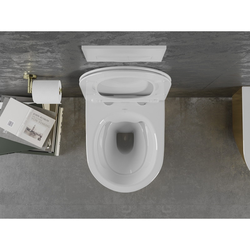 Mexen Lena cuvette WC sans rebord avec abattant à descente lente slim, duroplast, blanc/or - 30224006