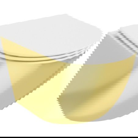 Mexen Lena vaso wc Rimless con sedile slim a chiusura rallentata, duroplast, bianco/oro - 30224006