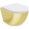 Mexen Lena inodoro suspendido Rimless con asiento de cierre suave slim, duroplast, blanco/dorado - 30224006