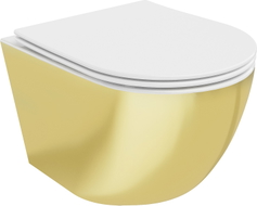 Mexen Lena wc-pott Rimless aeglaselt langeva Slim duroplastist prill-lauaga, valge/kuldne - 30224006
