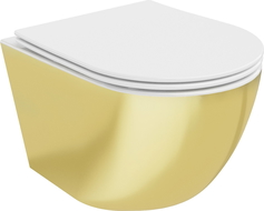 Mexen Lena WC-Schüssel Rimless mit Absenkautomatik Slim, Duroplast, weiß/gold - 30224006